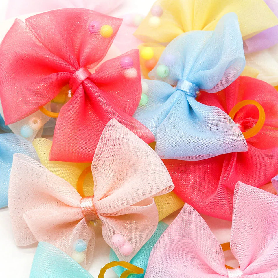 30Pcs Cute Pet Dog Hair Decoration Bows Lace Puppy Cat Girls Rubber Bands Bows for Dogs Pet Hair Grooming Accessories Supplier