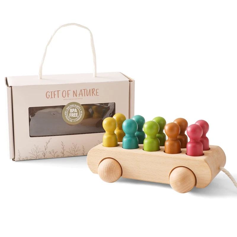 Wooden Train Birthday Toy Montessori Toys Baby Educational Toys Wooden Trolley Baby Learning Toys Number Of Wood Baby's Toys