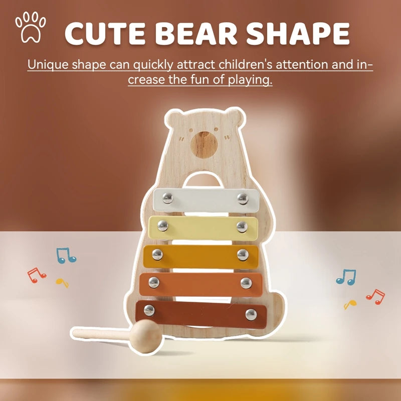 Montessori Toys Baby Music Toys Musical Instrument Wooden Educational Toys Baby 0 3 Years Toys Bear Xylophone Children toys