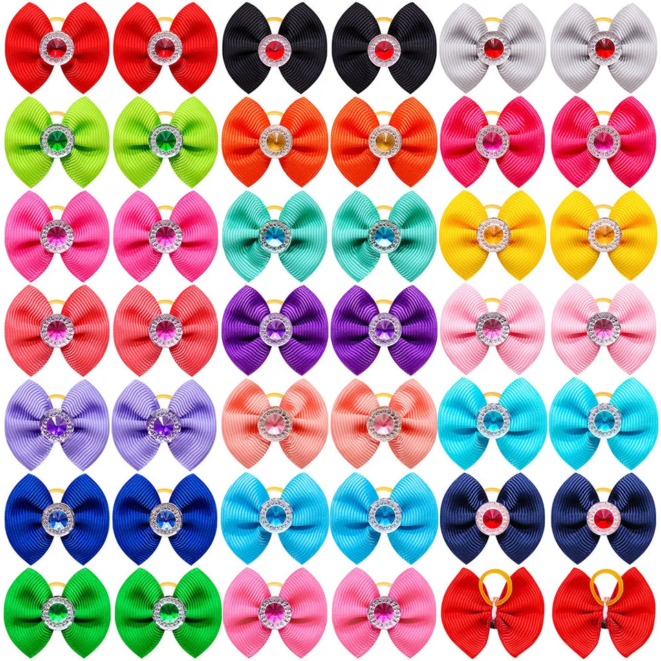 New Dog Hair Accessoreis Puppy Bows Solid Diamond Pets Headwear Dogs Cat Grooming Girls Bows for Dog Cats Hair Accessories