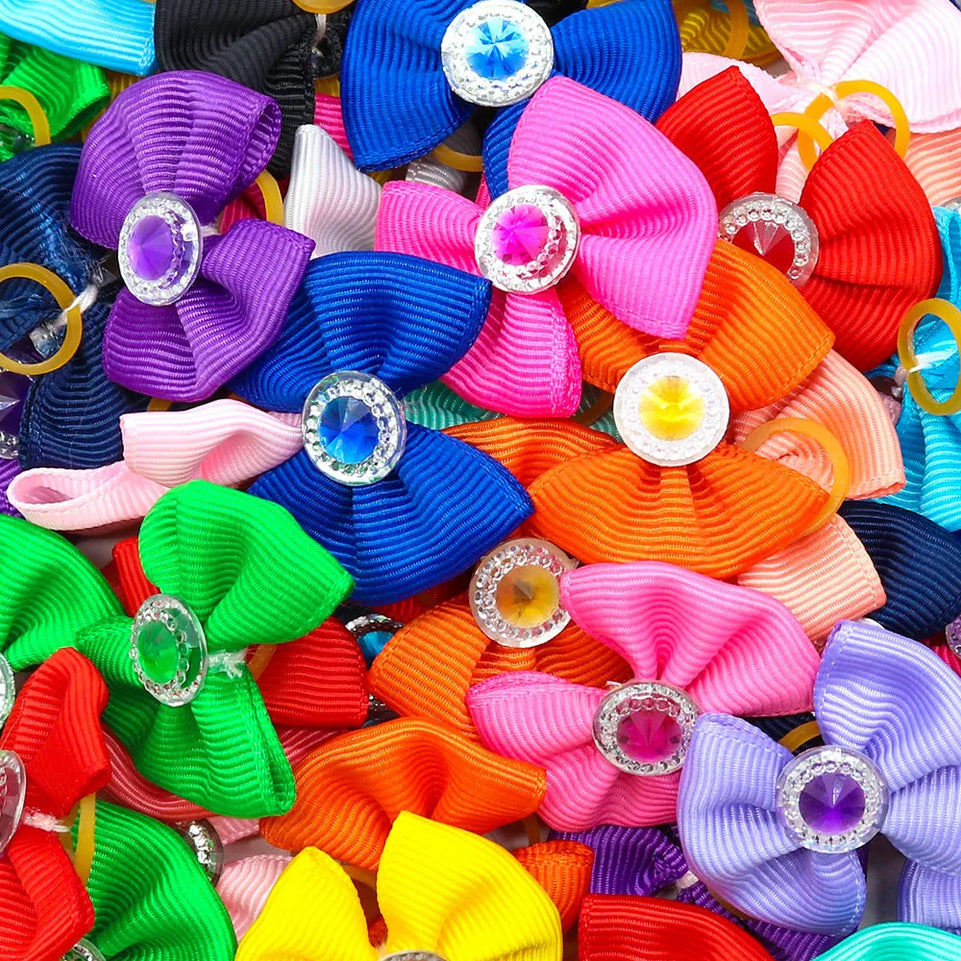 New Dog Hair Accessoreis Puppy Bows Solid Diamond Pets Headwear Dogs Cat Grooming Girls Bows for Dog Cats Hair Accessories