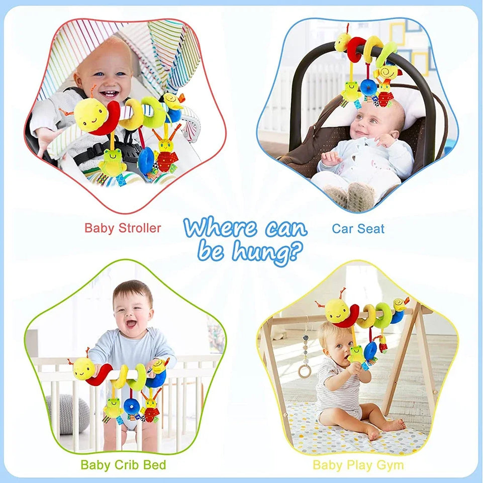 8 Baby Car Seat Toys Cute Caterpillar Spiral Plush Toys Baby Stroller Toys Hanging Rattles Crib Activity Toys Baby Gifts