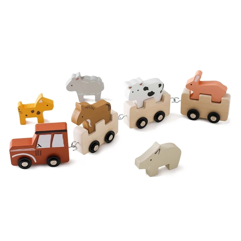 Wooden Train Birthday Toy Montessori Toys Baby Educational Toys Wooden Trolley Baby Learning Toys Number Of Wood Baby's Toys