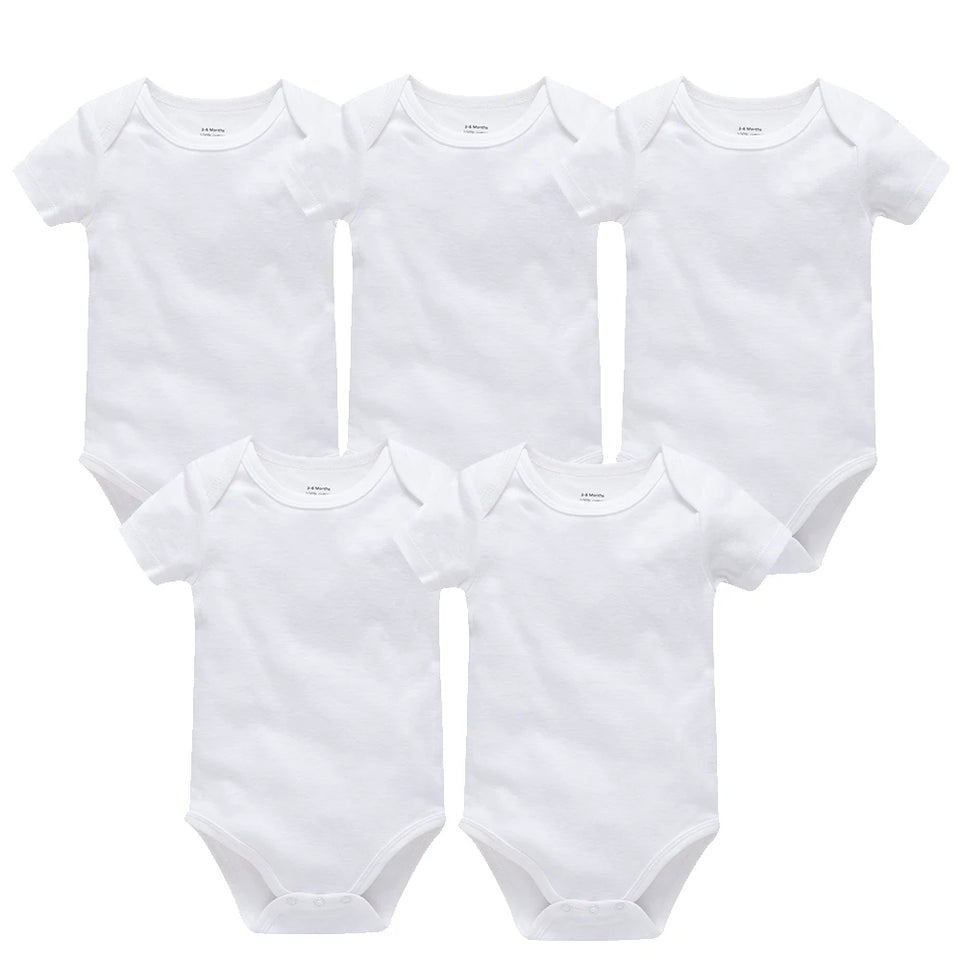 2/3/4/5/6 Pcs/set Blank Baby Bodysuit White Newborn Rompers 100% Cotton Kids Jumpsuit Short Sleeve Baby Clothing Set For 0-24M