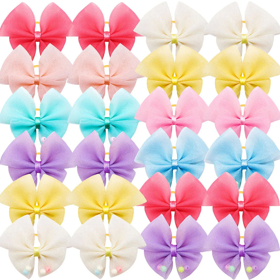 100Pcs Dog Hair Bows Lace Butterfly Grooming Hand-made Puppy Cat Girls Rubber Bands Bows for Dogs Pet Hair Accessories Supplier