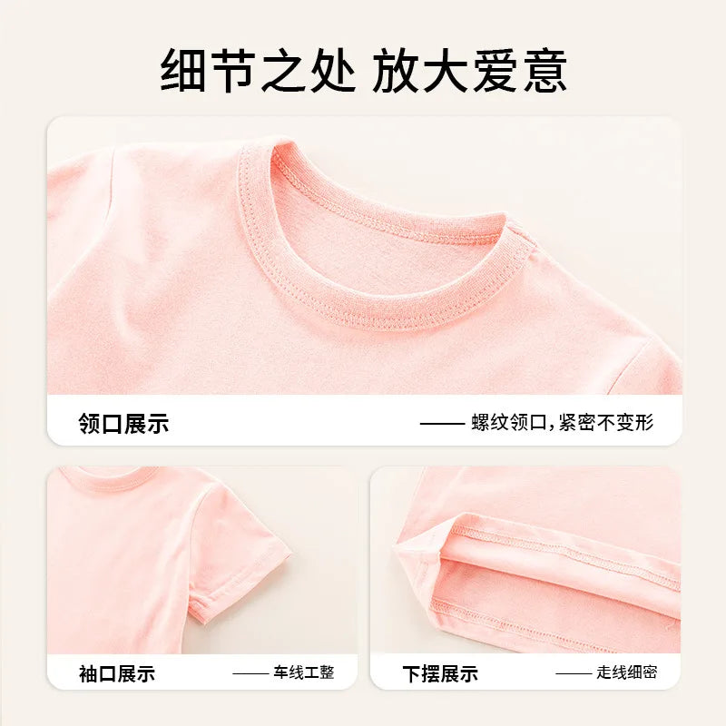 Kids T-shirts Candy Color Tops for Girls Fashion Boys Tees Cotton Children Outfits 1-8years Toddler Pullovers Baby Clothing