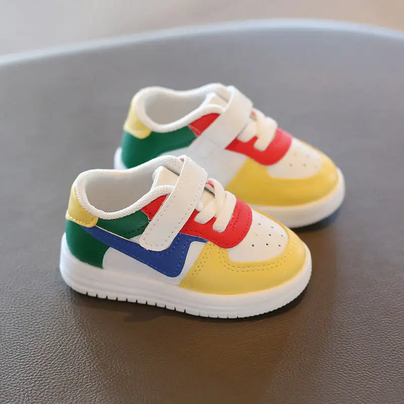 2024 new white shoes breathable baby boys' walking shoes color blocked baby girls' soft soled baby shoes baby shoes boy