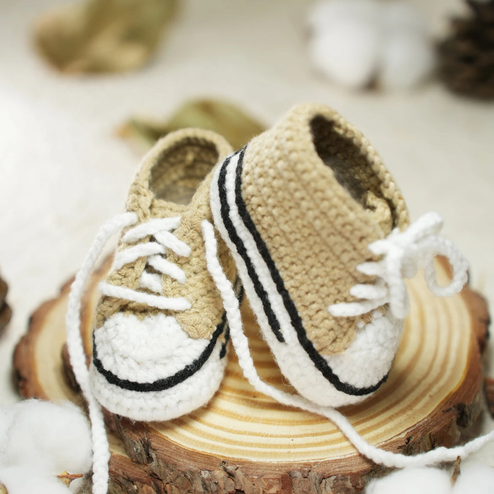 Hand woven baby yarn shoes, baby shoes, lace up sneakers, baby gift shoes, handmade baby boots