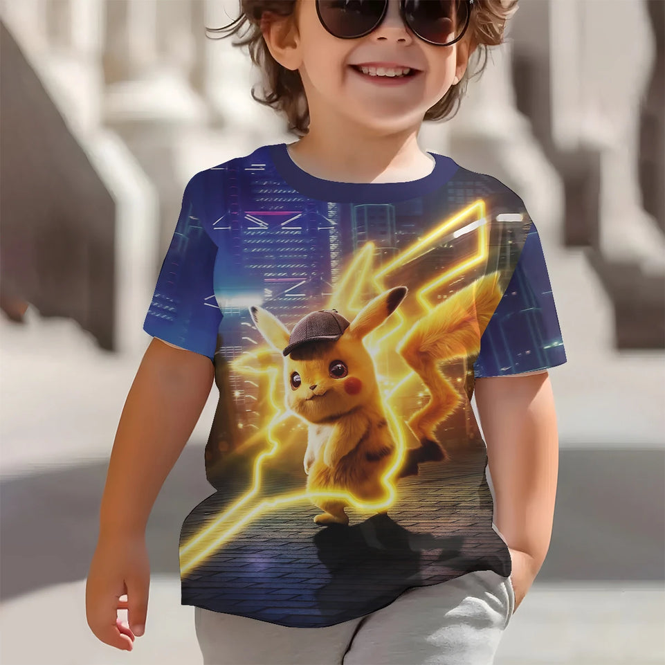 3D Print Cute Pikachus Anime Pokemons Baby Clothing 5 to 14 Years Male Outdoor Clothes for Children Boy Girl Child T-Shirt Top