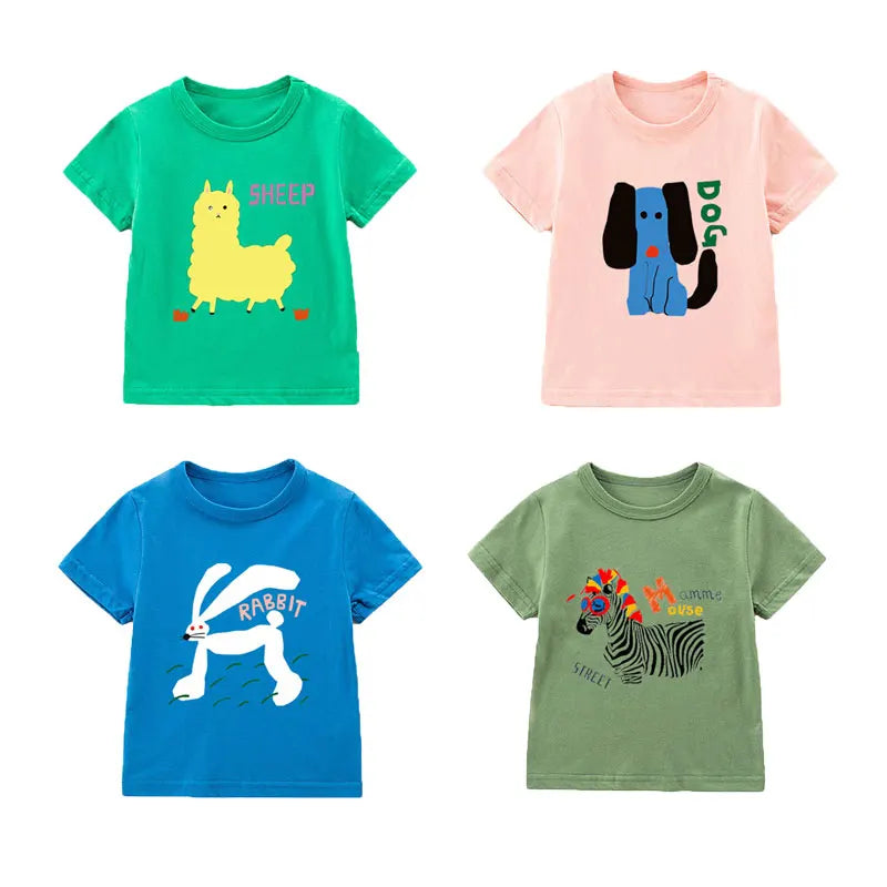 Kids T-shirts Candy Color Tops for Girls Fashion Boys Tees Cotton Children Outfits 1-8years Toddler Pullovers Baby Clothing